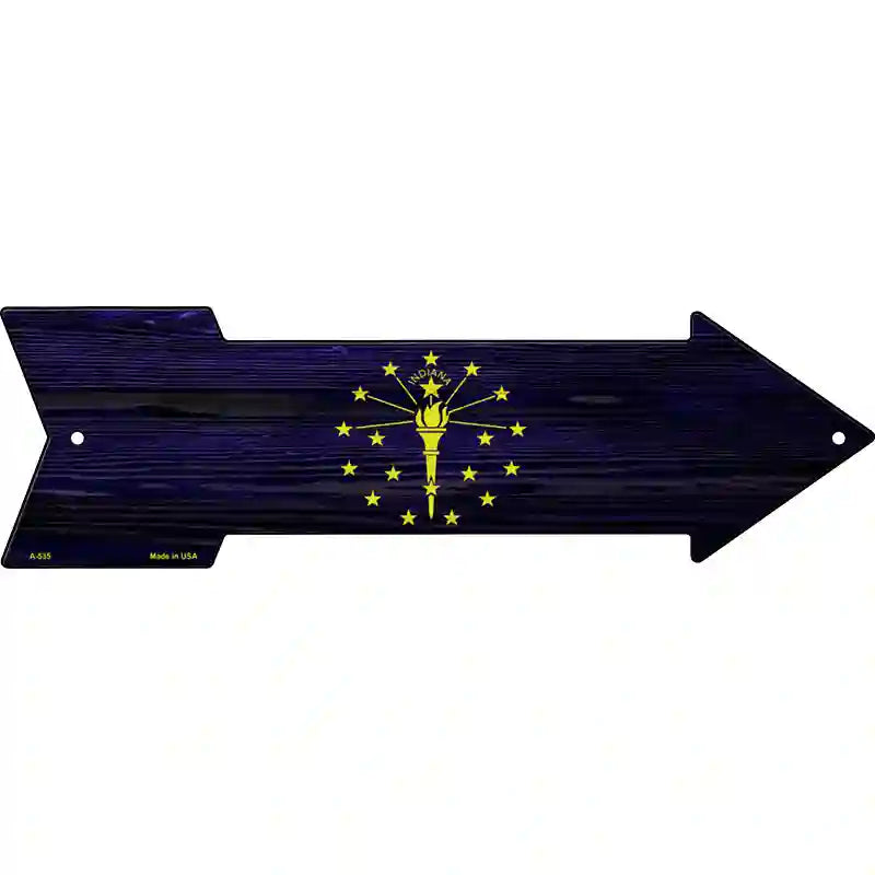 Indiana State Flag Novelty Metal Arrow Sign 17" x 5" (A)