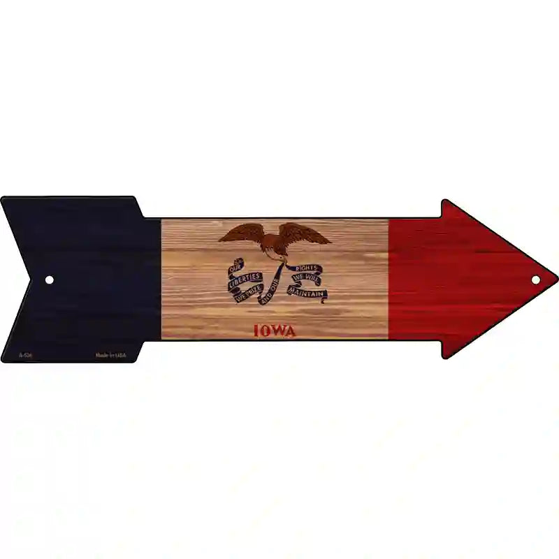 Iowa State Flag Novelty Metal Arrow Sign 17" x 5" (A)