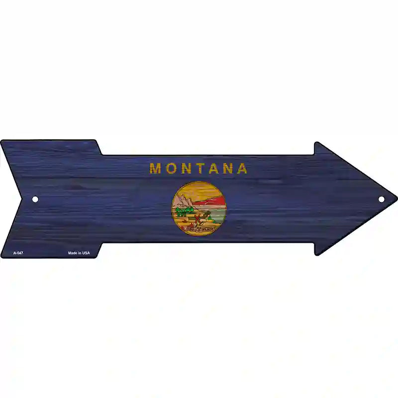 Montana State Flag Novelty Metal Arrow Sign 17" x 5" (A)