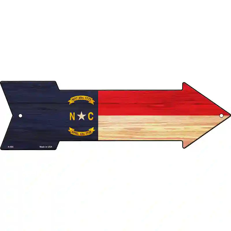 North Carolina State Flag Novelty Metal Arrow Sign 17" x 5" (A)