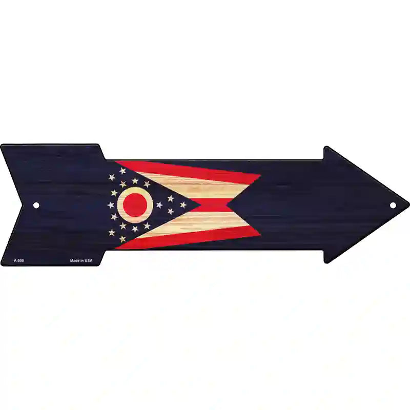 Ohio State Flag Novelty Metal Arrow Sign 17" x 5" (A)