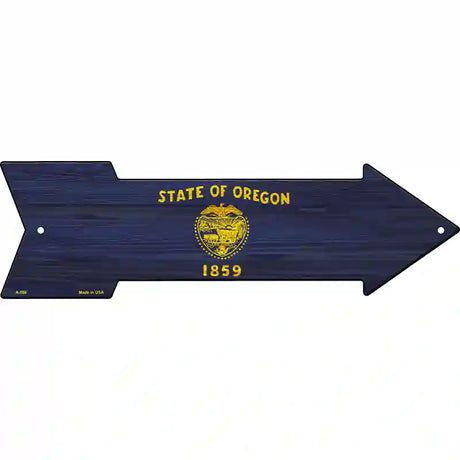 Oregon State Flag Novelty Metal Arrow Sign 17" x 5" (A)