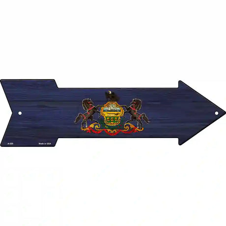 Pennsylvania State Flag Novelty Metal Arrow Sign 17" x 5" (A)