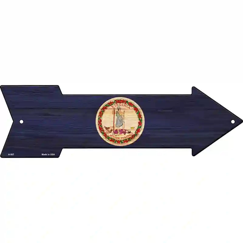 Virginia State Flag Novelty Metal Arrow Sign 17" x 5" (A)