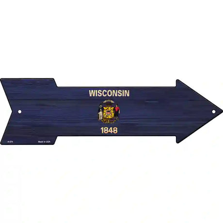 Wisconsin State Flag Novelty Metal Arrow Sign 17" x 5" (A)