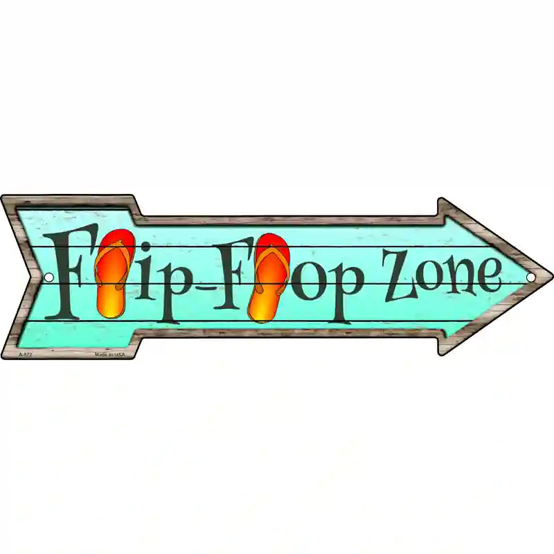 Orange Flip Flop Zone Novelty Metal Arrow Sign 17" x 5" (A)