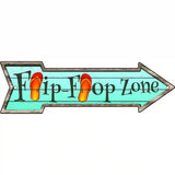 Orange Flip Flop Zone Novelty Metal Arrow Sign 17" x 5" (A)