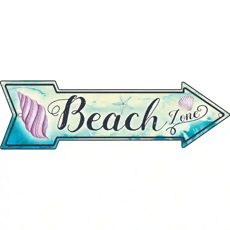 Beach Zone Novelty Metal Arrow Sign 17" x 5" (A)