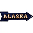 Alaska Bulb Lettering With State Flag Novelty Metal Arrow Sign 17" x 5" (A)