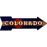 Colorado Bulb Lettering With State Flag Novelty Metal Arrow Sign 17" x 5" (A)