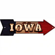 Iowa Bulb Lettering With State Flag Novelty Metal Arrow Sign 17" x 5" (A)