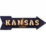 Kansas Bulb Lettering With State Flag Novelty Metal Arrow Sign 17" x 5" (A)