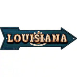 Louisiana Bulb Lettering With State Flag Novelty Metal Arrow Sign 17" x 5" (A)