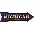 Michigan Bulb Lettering With State Flag Novelty Metal Arrow Sign 17" x 5" (A)