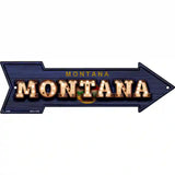 Montana Bulb Lettering With State Flag Novelty Metal Arrow Sign 17" x 5" (A)