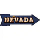 Nevada Bulb Lettering With State Flag Novelty Metal Arrow Sign 17" x 5" (A)