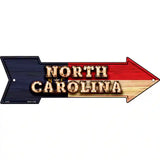 North Carolina Bulb Lettering With State Flag Novelty Metal Arrow Sign 17" x 5" (A)