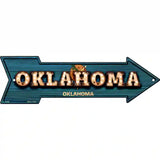 Oklahoma Bulb Lettering With State Flag Novelty Metal Arrow Sign 17" x 5" (A)