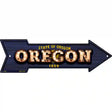 Oregon Bulb Lettering With State Flag Novelty Metal Arrow Sign 17" x 5" (A)