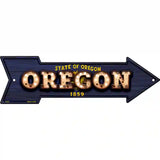 Oregon Bulb Lettering With State Flag Novelty Metal Arrow Sign 17" x 5" (A)