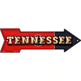 Tennessee Bulb Lettering With State Flag Novelty Metal Arrow Sign 17" x 5" (A)