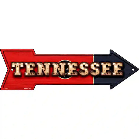 Tennessee Bulb Lettering With State Flag Novelty Metal Arrow Sign 17" x 5" (A)