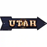 Utah Bulb Lettering With State Flag Novelty Metal Arrow Sign 17" x 5" (A)