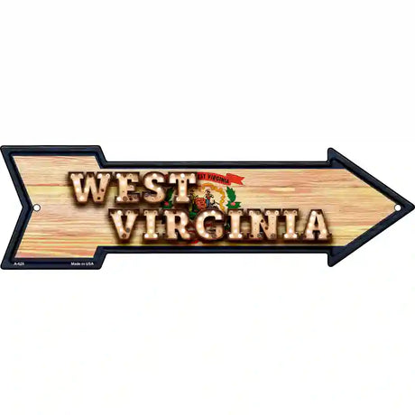 West Virginia Bulb Lettering With State Flag Novelty Metal Arrow Sign 17" x 5" (A)