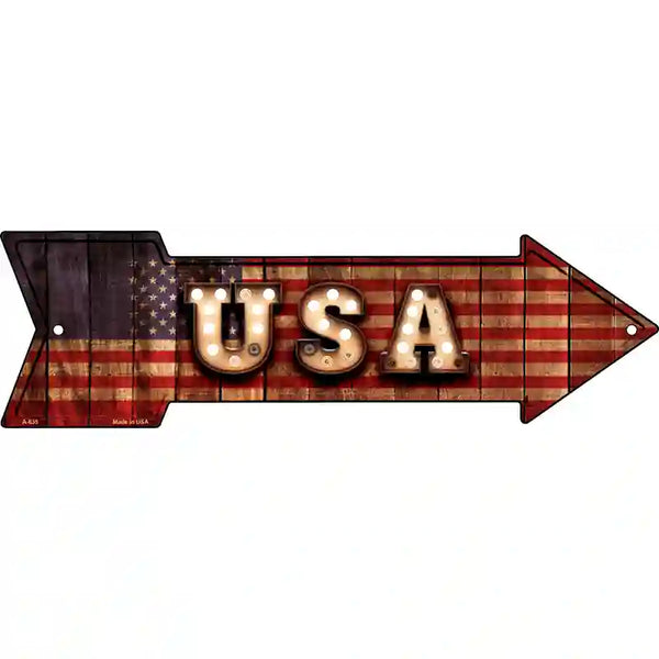 USA Bulb Letters American Flag Novelty Metal Arrow Sign | Smart Blonde