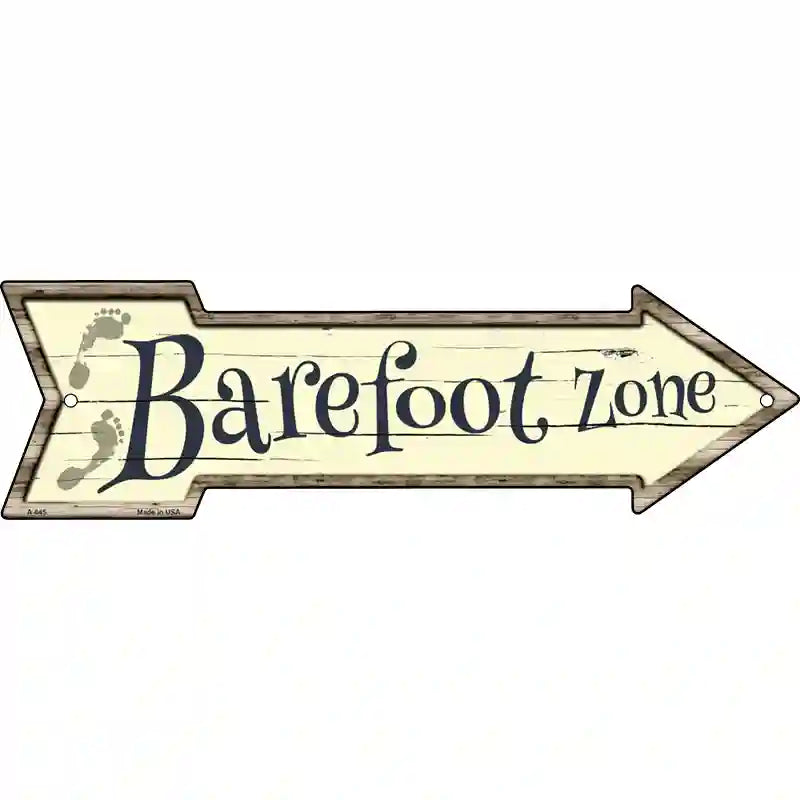 Barefoot Zone Novelty Metal Arrow Sign 17" x 5" (A)