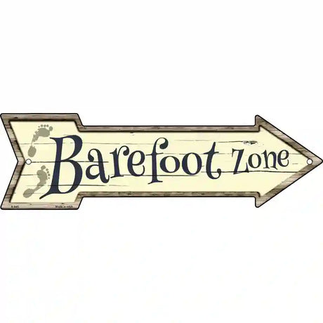 Barefoot Zone Novelty Metal Arrow Sign 17" x 5" (A)