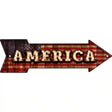 America Bulb Lettering Novelty Metal Arrow Sign 17" x 5" (A)