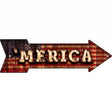 Merica Bulb Lettering Novelty Metal Arrow Sign 17" x 5" (A)