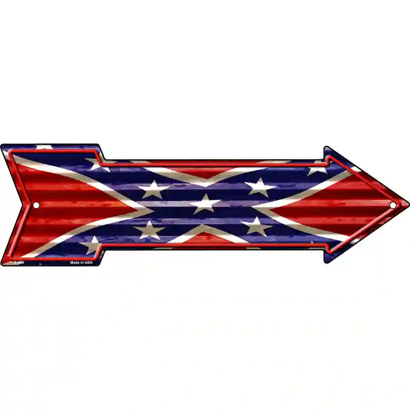 Confederate Flag Corrugated Novelty Metal Arrow Sign 17" x 5" (A)