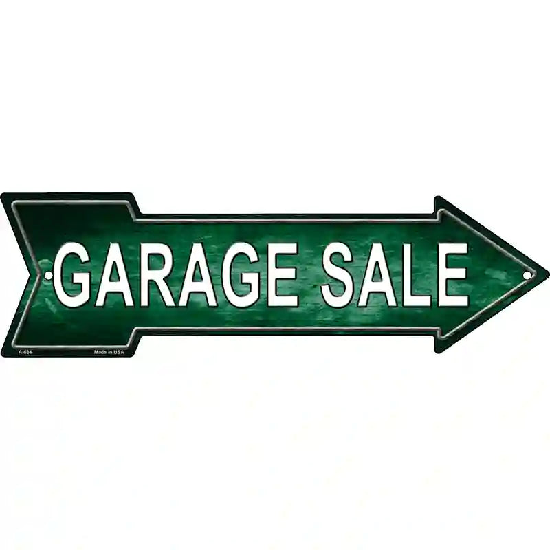 Garage Sale Right Novelty Metal Arrow Sign 17" x 5" (A)