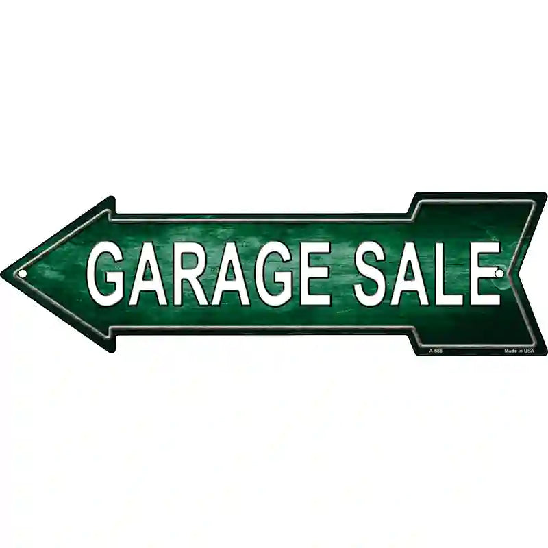 Garage Sale Left Novelty Metal Arrow Sign 17" x 5" (A)