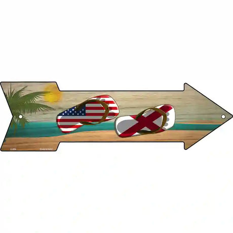 US and Alabama Flag Flip Flop Novelty Metal Arrow Sign 17" x 5" (A)