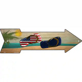 US and Alaska Flag Flip Flop Novelty Metal Arrow Sign 17" x 5" (A)