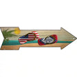 US and Arkansas Flag Flip Flop Novelty Metal Arrow Sign 17" x 5" (A)