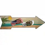 US and California Flag Flip Flop Novelty Metal Arrow Sign 17" x 5" (A)