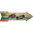 US and Connecticut Flag Flip Flop Novelty Metal Arrow Sign 17" x 5" (A)