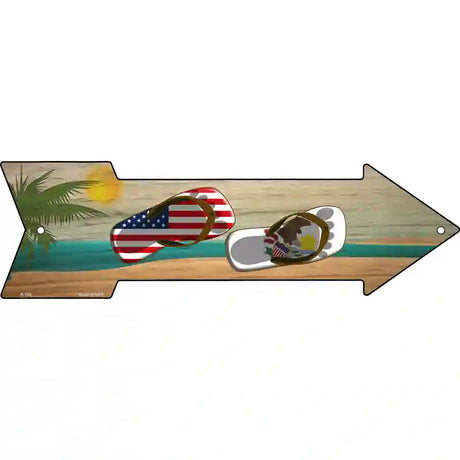 US and Illinois Flag Flip Flop Novelty Metal Arrow Sign 17" x 5" (A)