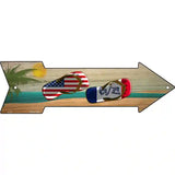 US and Iowa Flag Flip Flop Novelty Metal Arrow Sign 17" x 5" (A)