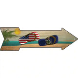 US and Maine Flag Flip Flop Novelty Metal Arrow Sign 17" x 5" (A)