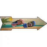 US and Minnesota Flag Flip Flop Novelty Metal Arrow Sign 17" x 5" (A)