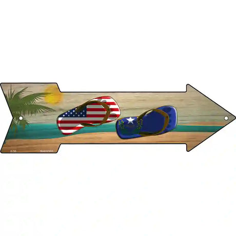 US and Nevada Flag Flip Flop Novelty Metal Arrow Sign 17" x 5" (A)