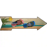 US and South Dakota Flag Flip Flop Novelty Metal Arrow Sign 17" x 5" (A)