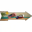 US and Texas Flag Flip Flop Novelty Metal Arrow Sign 17" x 5" (A)