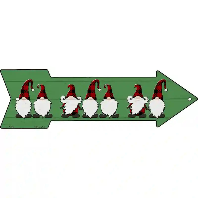 Christmas Gnomes Novelty Metal Arrow Sign 17" x 5" (A)