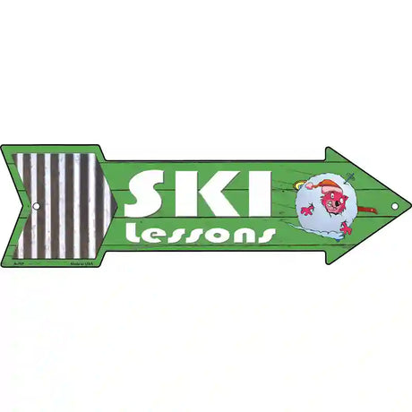 Ski Lessons Novelty Metal Arrow Sign 17" x 5" (A)